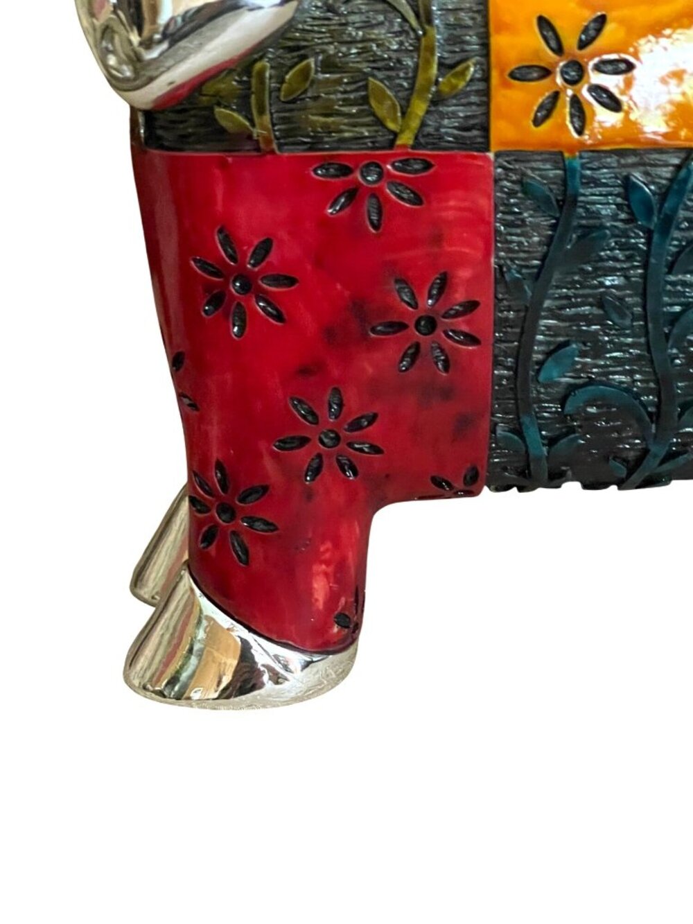 Uttermost Colorful Cow Decorative Metal Resin Accent Figurine Multi-Color Silver - Picture 3 of 12